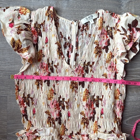 Sea NY Cream Esme Short Sleeve Smocked Midi Dress 6 - Picture 11 of 13